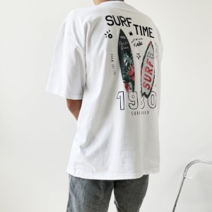 (자체제작) 썸머 서프 백 프린팅 반팔 티셔츠 PH31