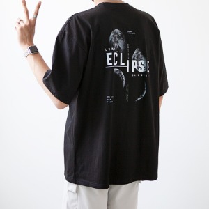 (자체제작)ECLIPSE 백 프린팅 나염 반팔 티셔츠 PH45