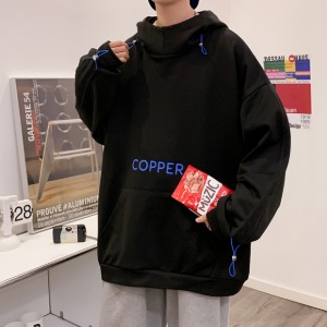 COPPER 레터링 스트링 후드 티셔츠 MD627