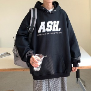 남녀공용 ASH 레터링 후드 티셔츠 MD653