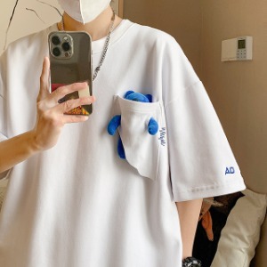 블루 테디베어 포켓 반팔 티셔츠 MH1773
