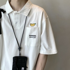 바나나 원포켓 레터링 카라 반팔 티셔츠 MH2628