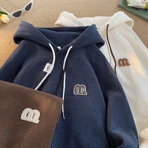 M 패치 코듀로이 더블 끈 포인트 후드 티셔츠 MD1128